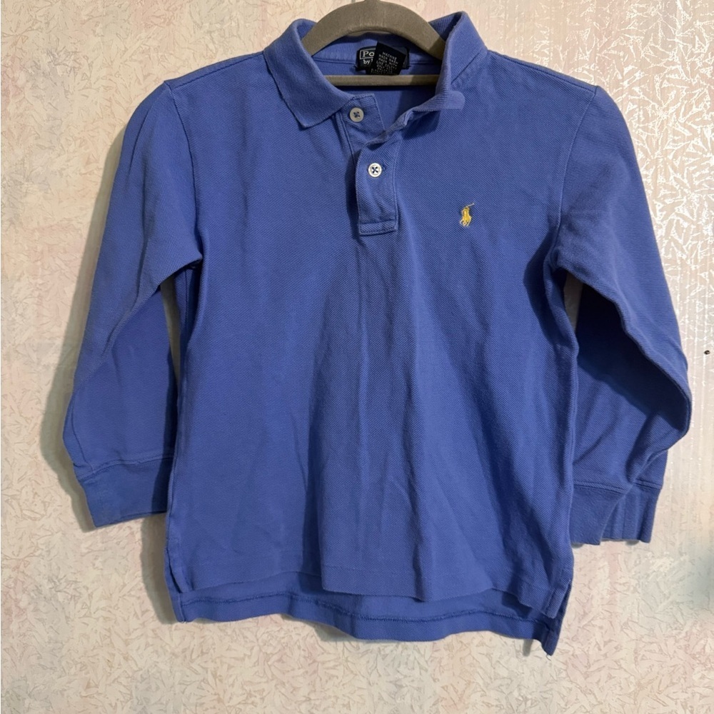 Vintage Ralph Lauren Boys' Long-Sleeve Polo Shirt, Royal Blue with Yellow Pony 6